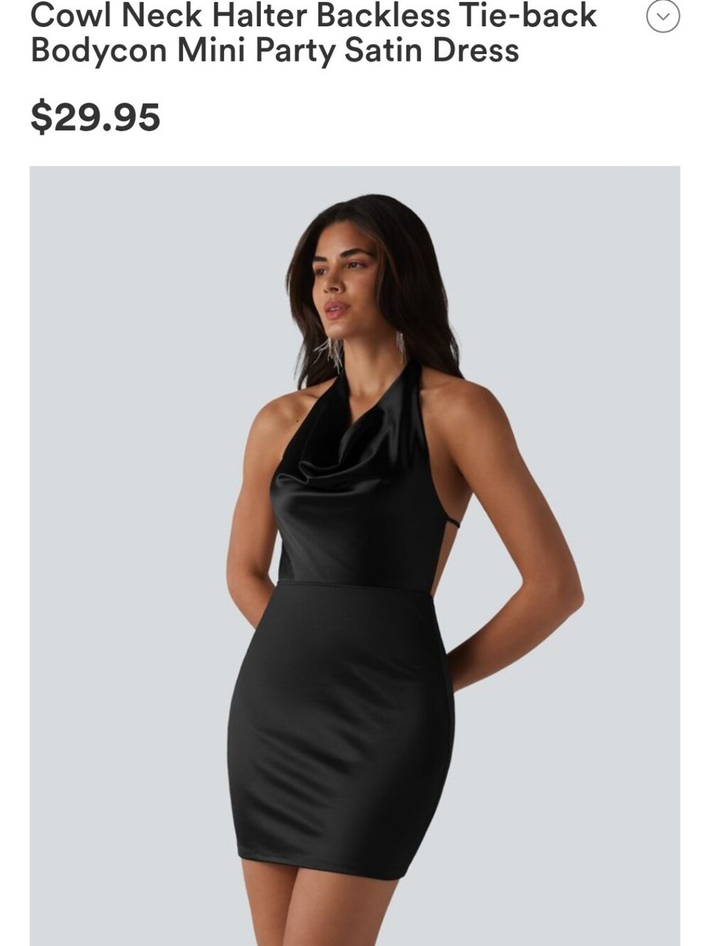 Halara Black Satin Halter Mini Dress